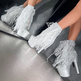Chrome Cowgirls - Wide Fit Boot - Sliver Glitterati - 7INCH