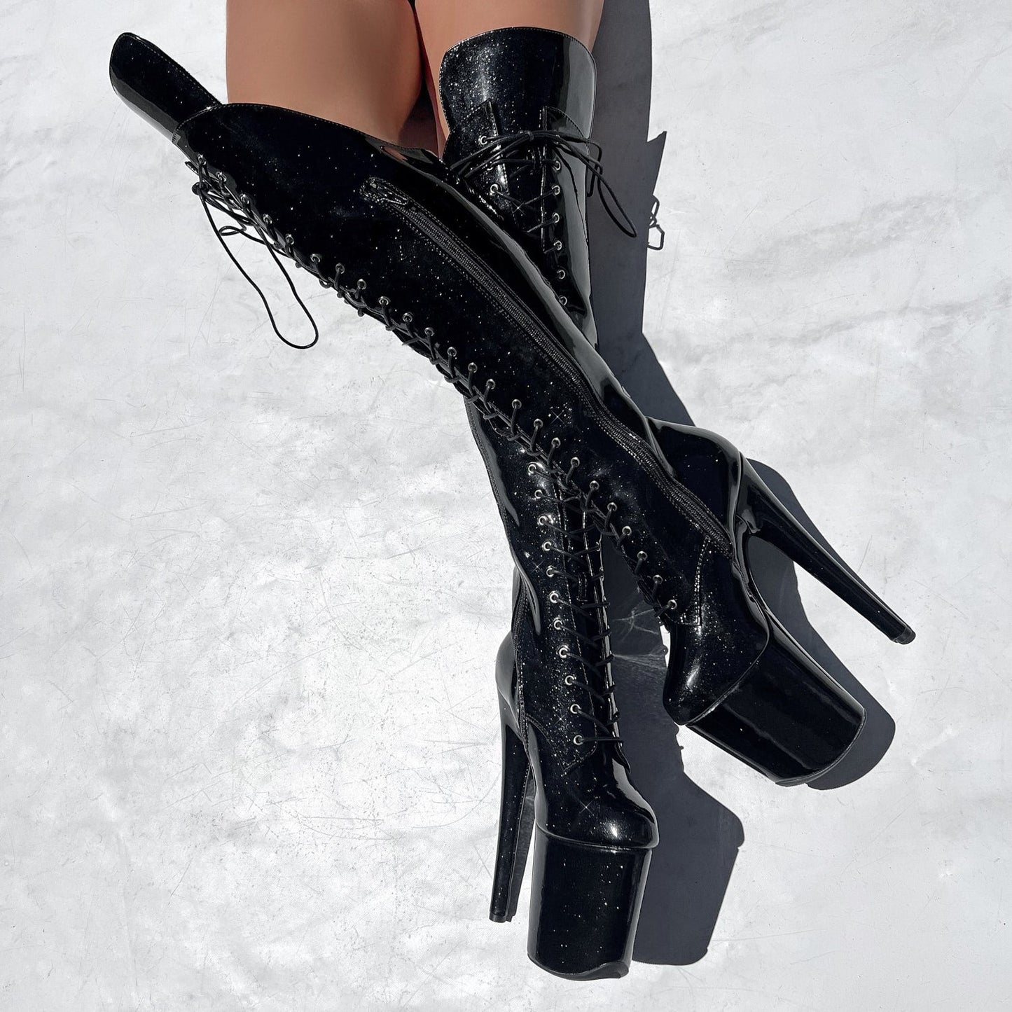 The Glitterati Over Knee Boot - JUICY CALF & WIDE FIT - Sin City - 8 INCH