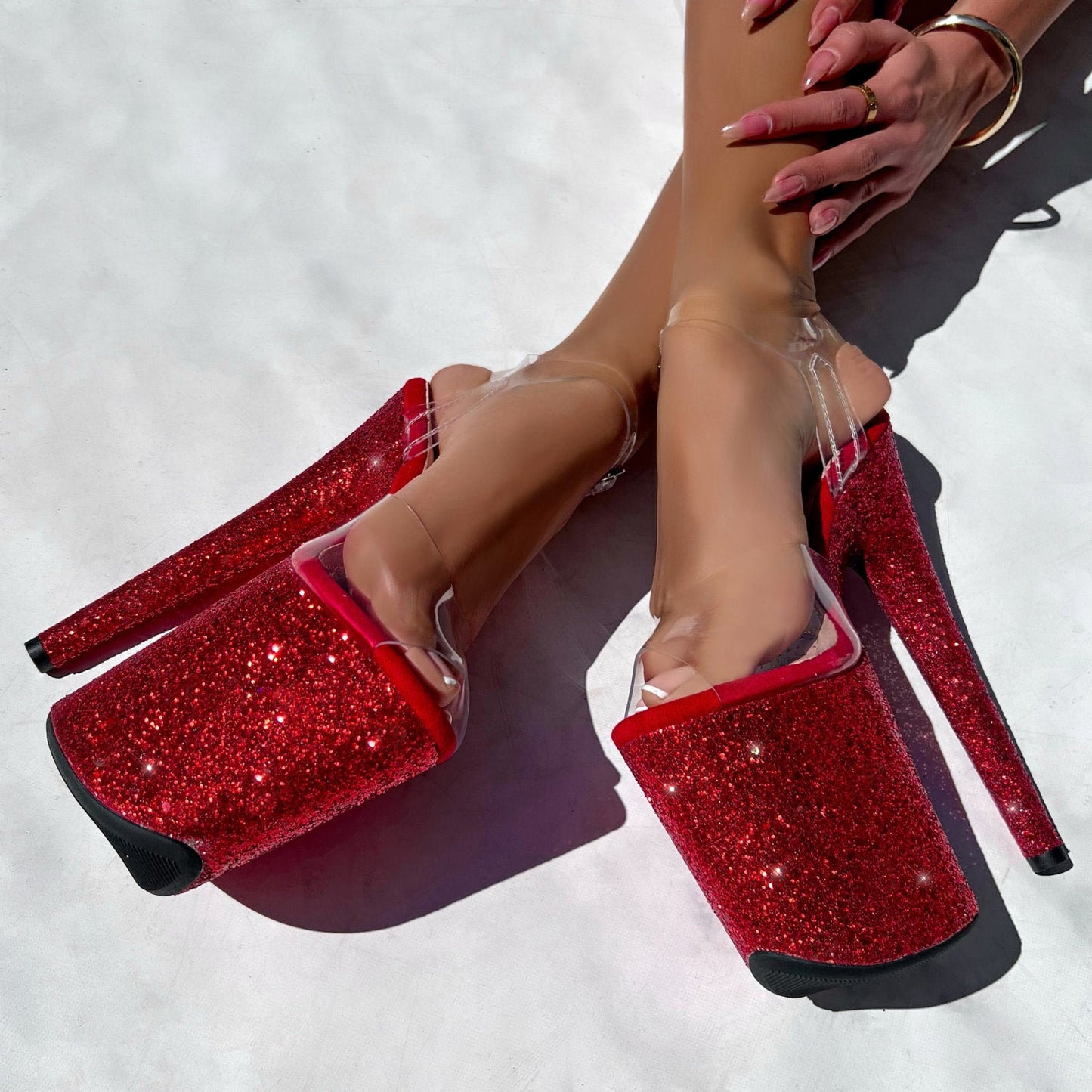 The Glitterati Xtra - Classic Stiletto - Dorothy Red - 8INCH