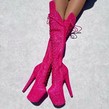 The Giltterati Xtra - WIDE FIT - Over Knee Boot - Kitty Pink - 8 INCH