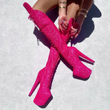 The Giltterati Xtra - Over Knee Boot - Kitty Pink - 8 INCH