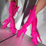 The Giltterati Xtra - WIDE FIT - Over Knee Boot - Kitty Pink - 8 INCH