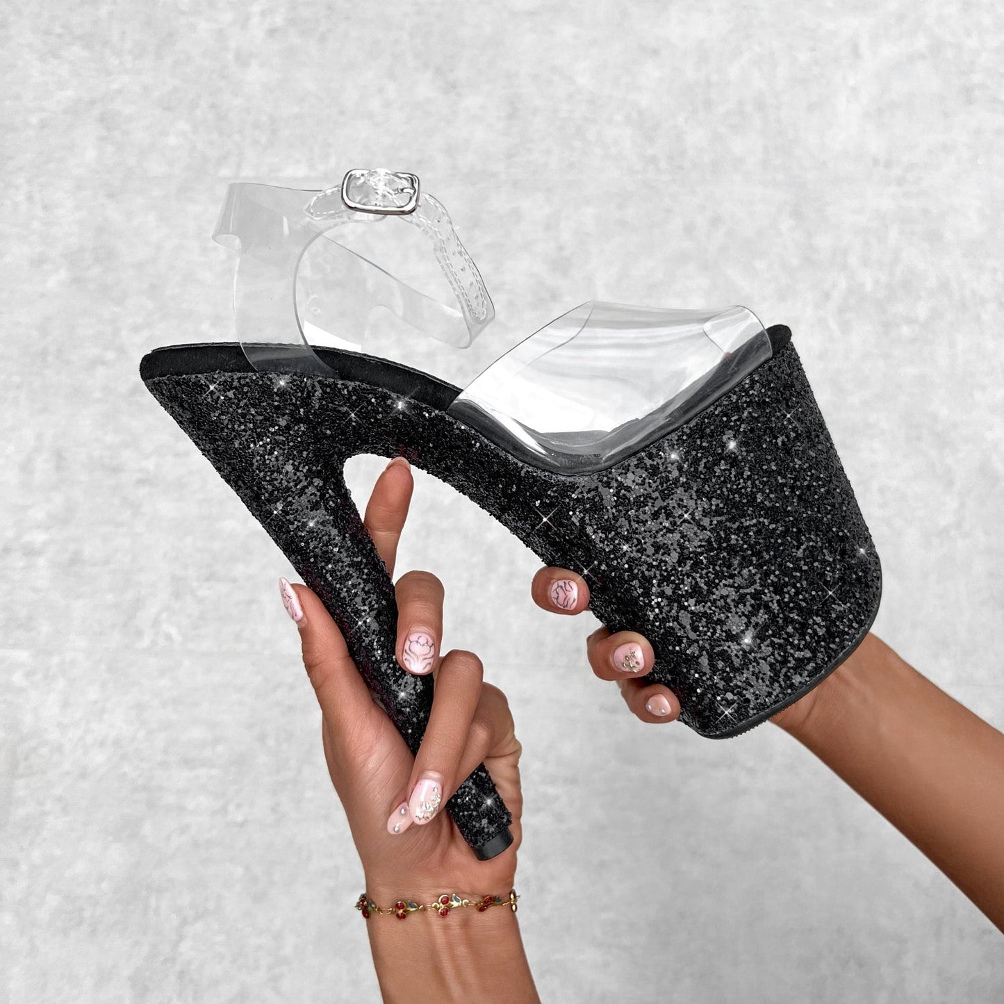 The Glitterati Xtra - Classic Stiletto - BLACK CAVIAR - 8INCH