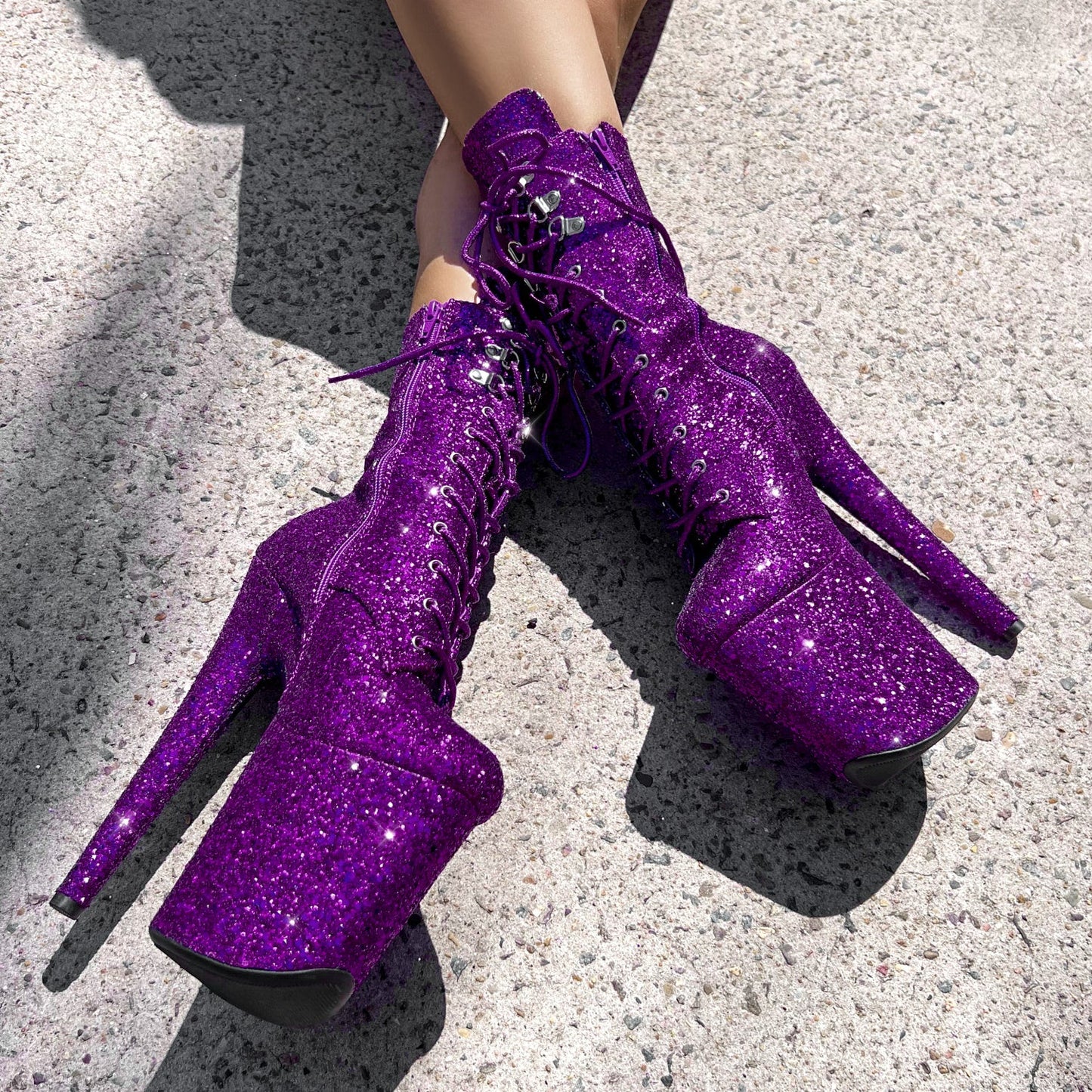 The Glitterati Xtra - Boot - ENIGMA PURPLE - 8INCH