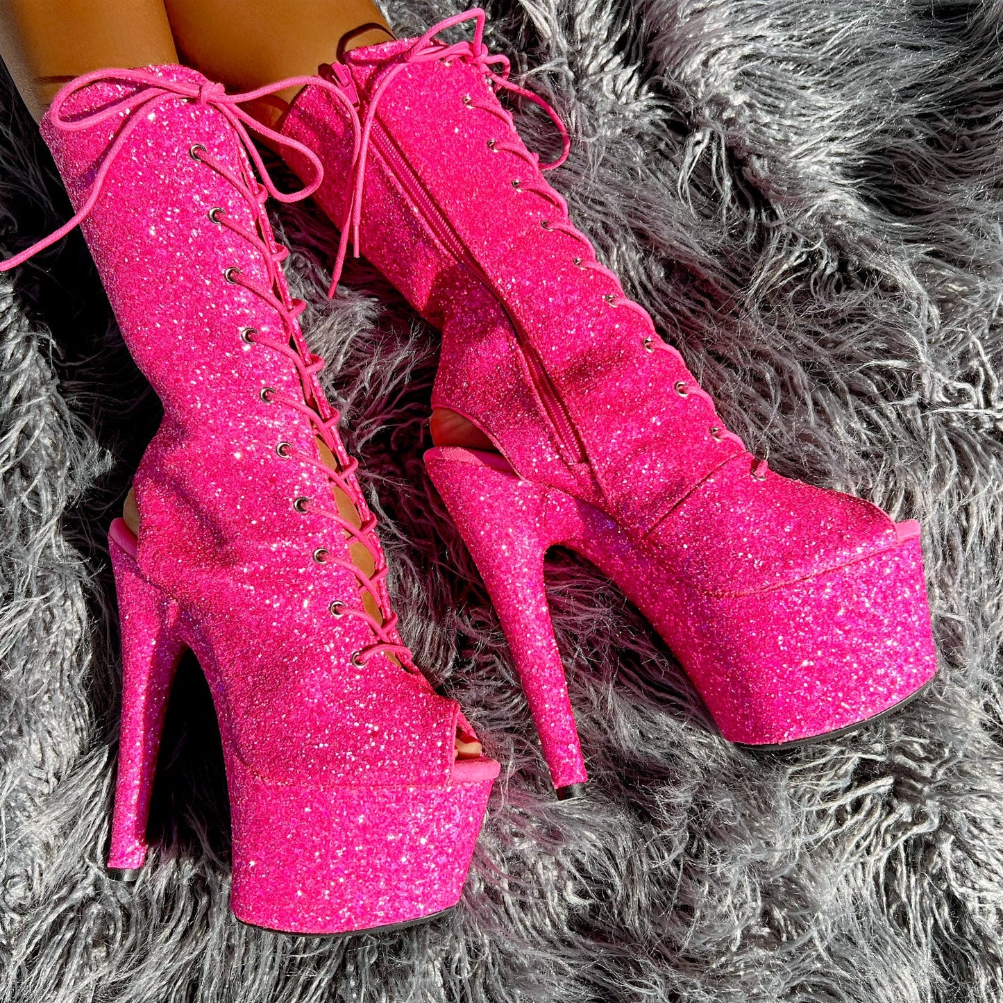 The Glitterati Xtra - OHOT Boot - Kitty Pink - 7INCH