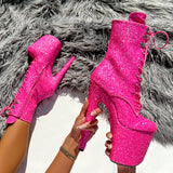 The Glitterati Xtra - Boot - Kitty Pink -  8INCH - Wide Fit