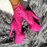 The Glitterati Xtra - Boot - Kitty Pink -  8INCH - Wide Fit