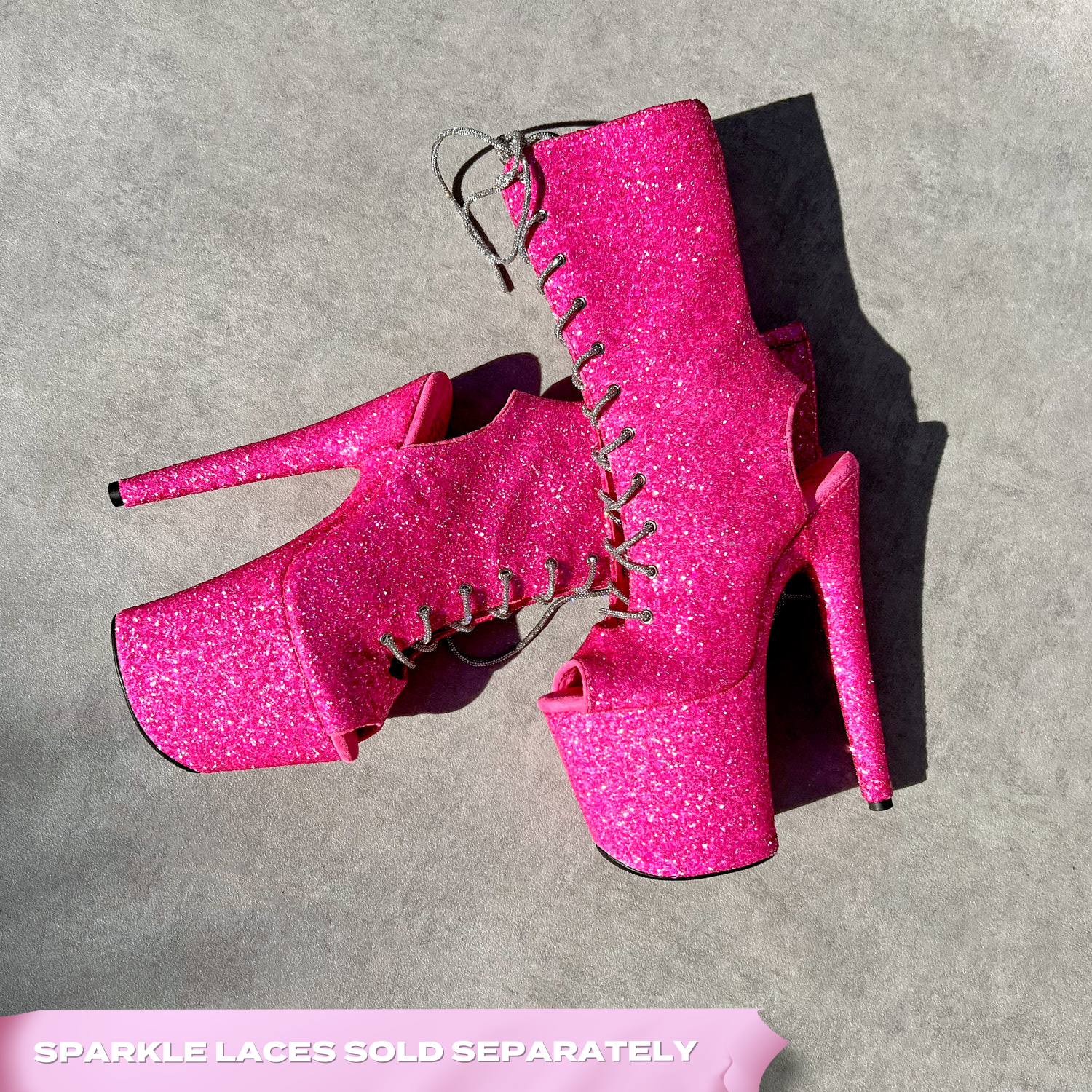 The Glitterati Xtra - OHOT Boot - Kitty Pink -  8INCH - Wide Fit