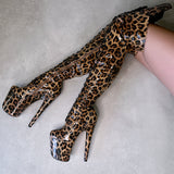 Leopard Thigh High Front Lace - 8 INCH