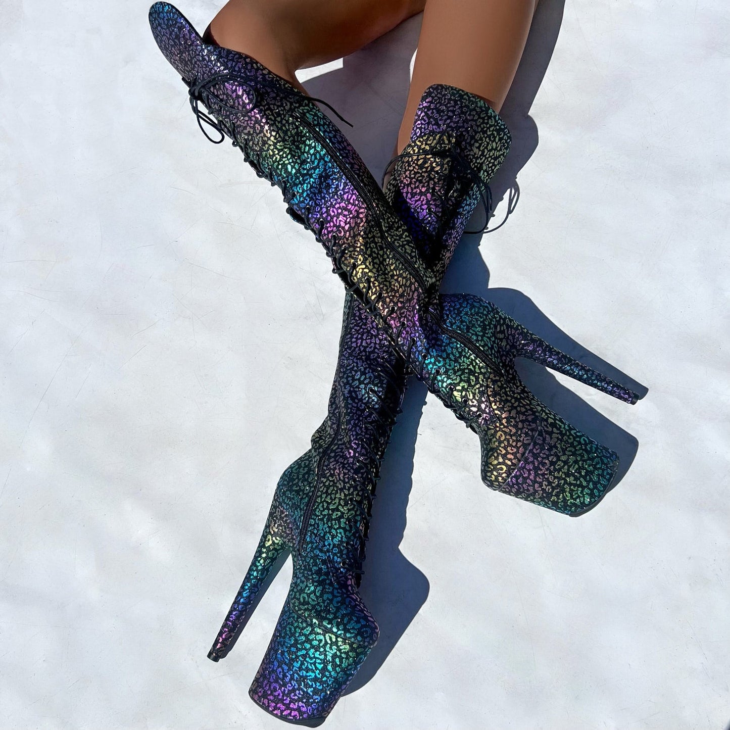 Moonlight Leopard Over Knee Boot - 8INCH