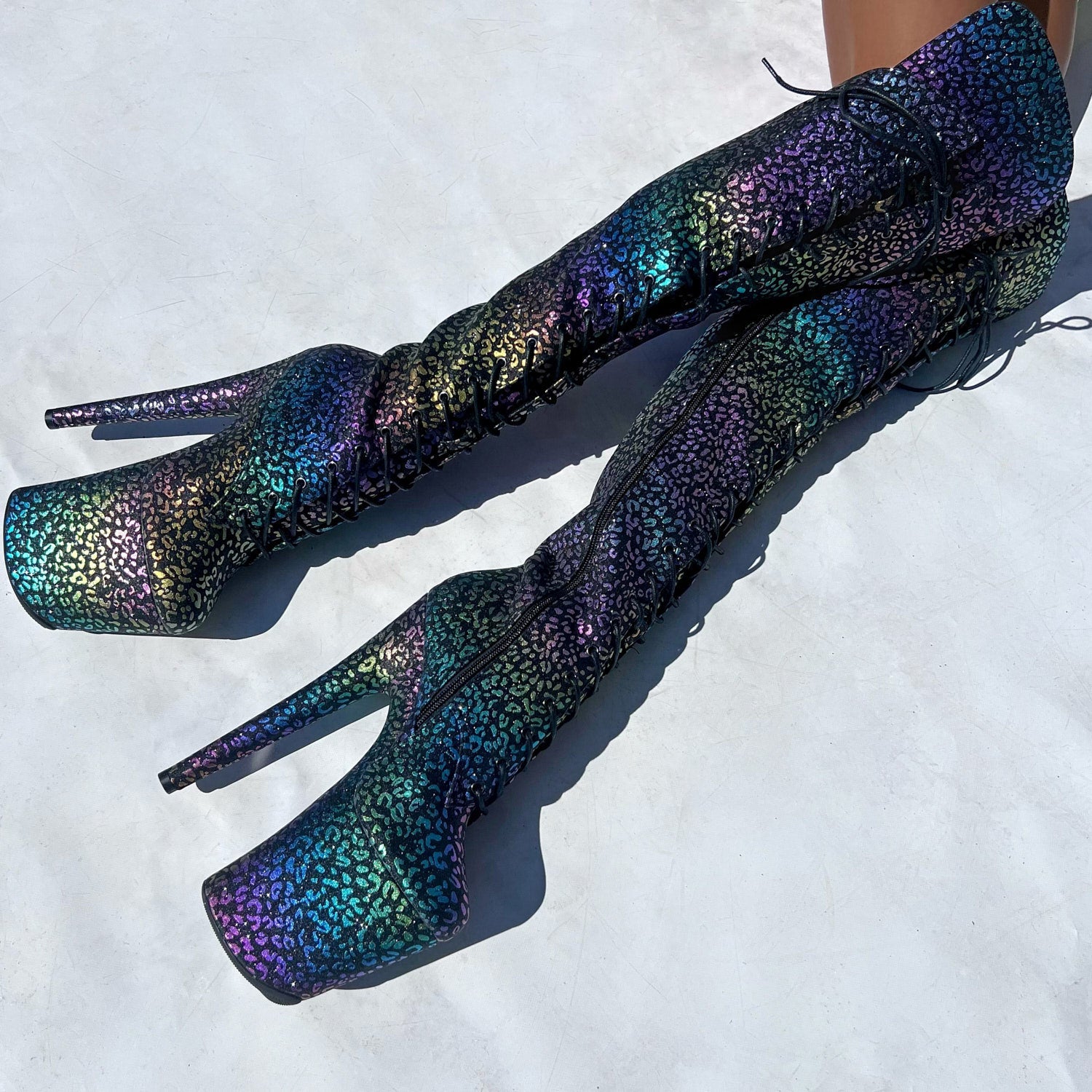 Moonlight Leopard Over Knee Boot - 8INCH
