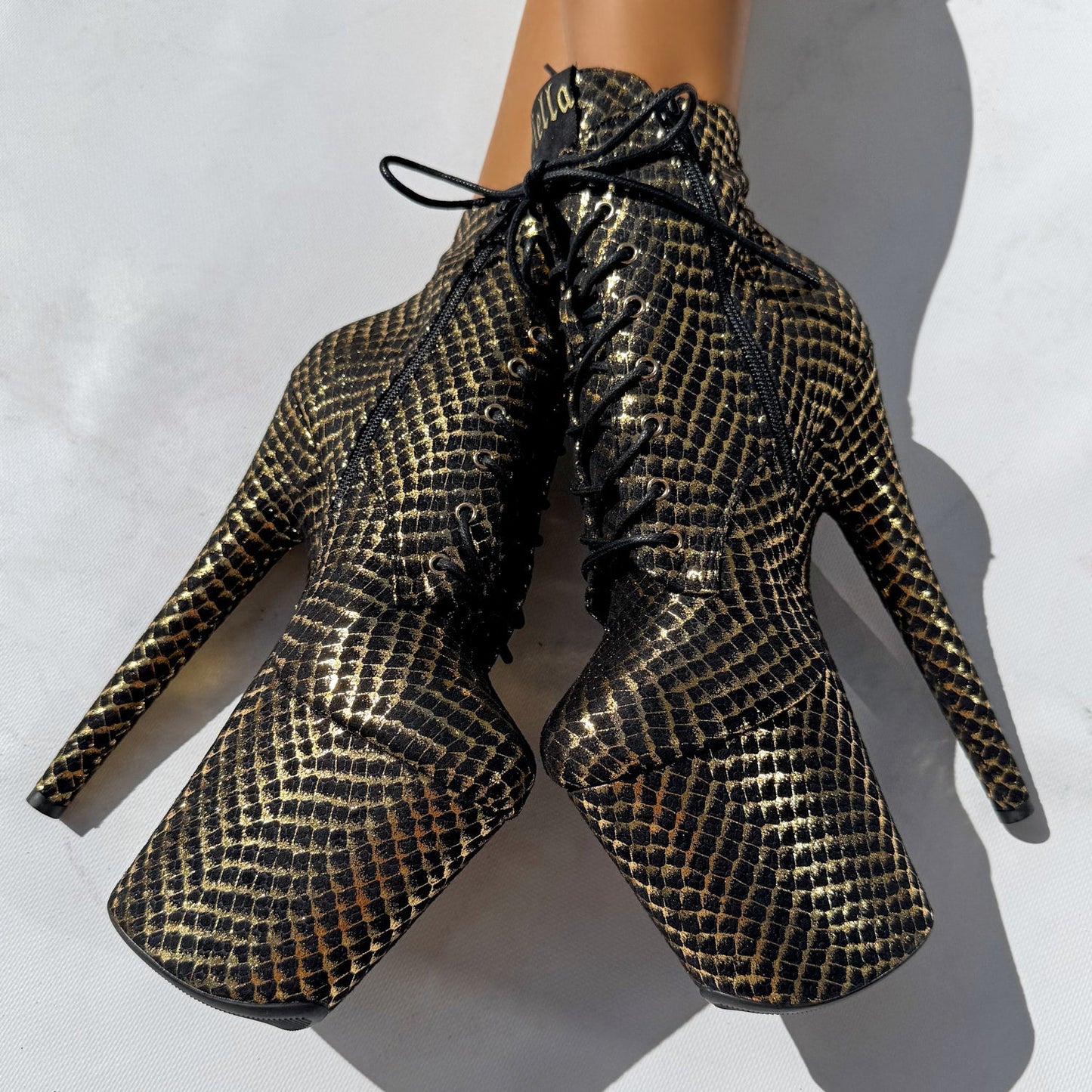 Khaleesi Ankle Boot - Black & Gold - 8INCH