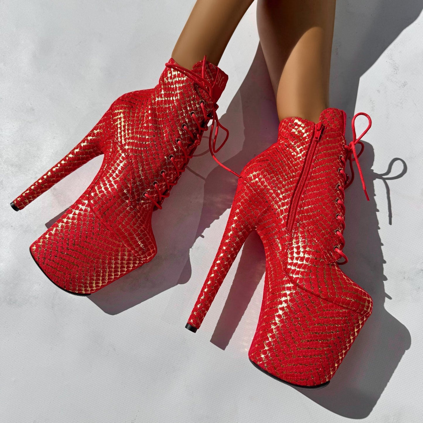 Khaleesi Ankle Boot - Red & Gold - 8INCH