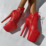 Khaleesi Ankle Boot - Red & Gold - 8INCH