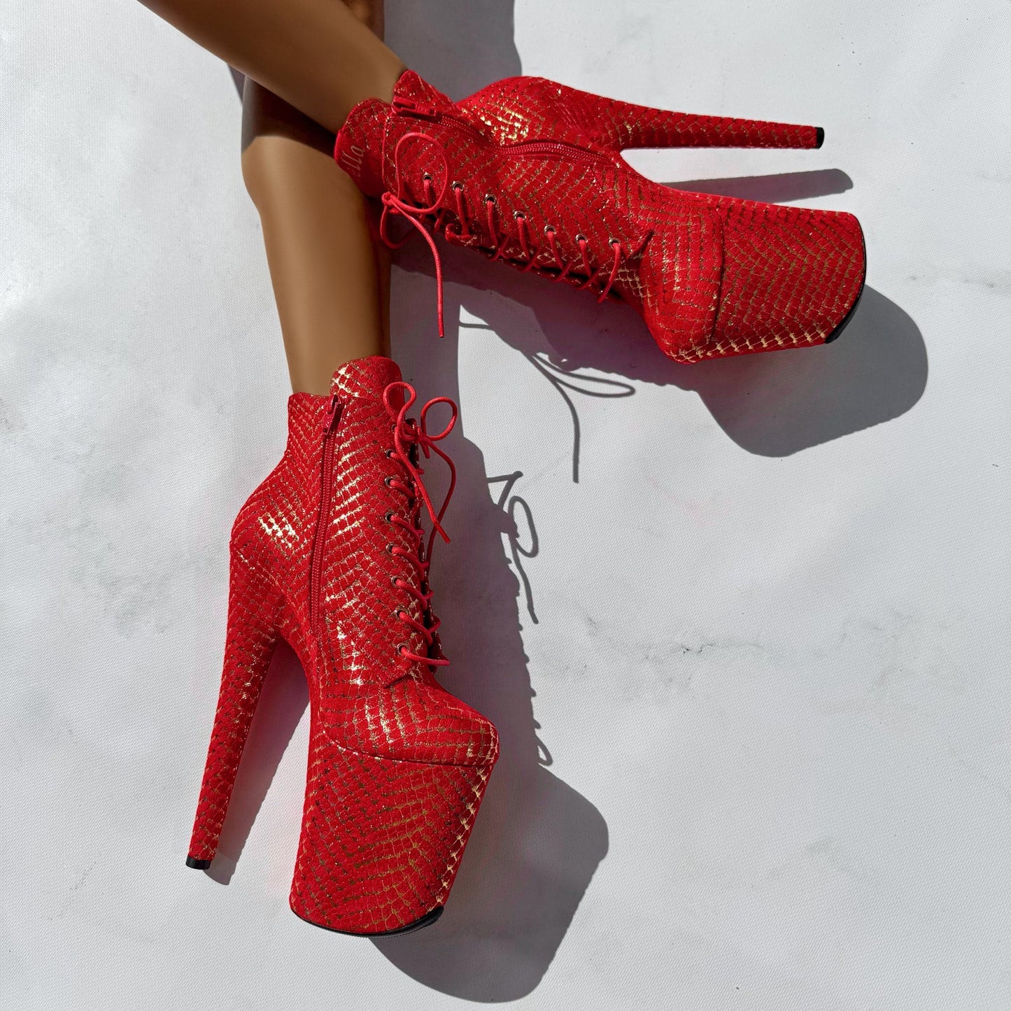 Khaleesi Ankle Boot - Red & Gold - 8INCH