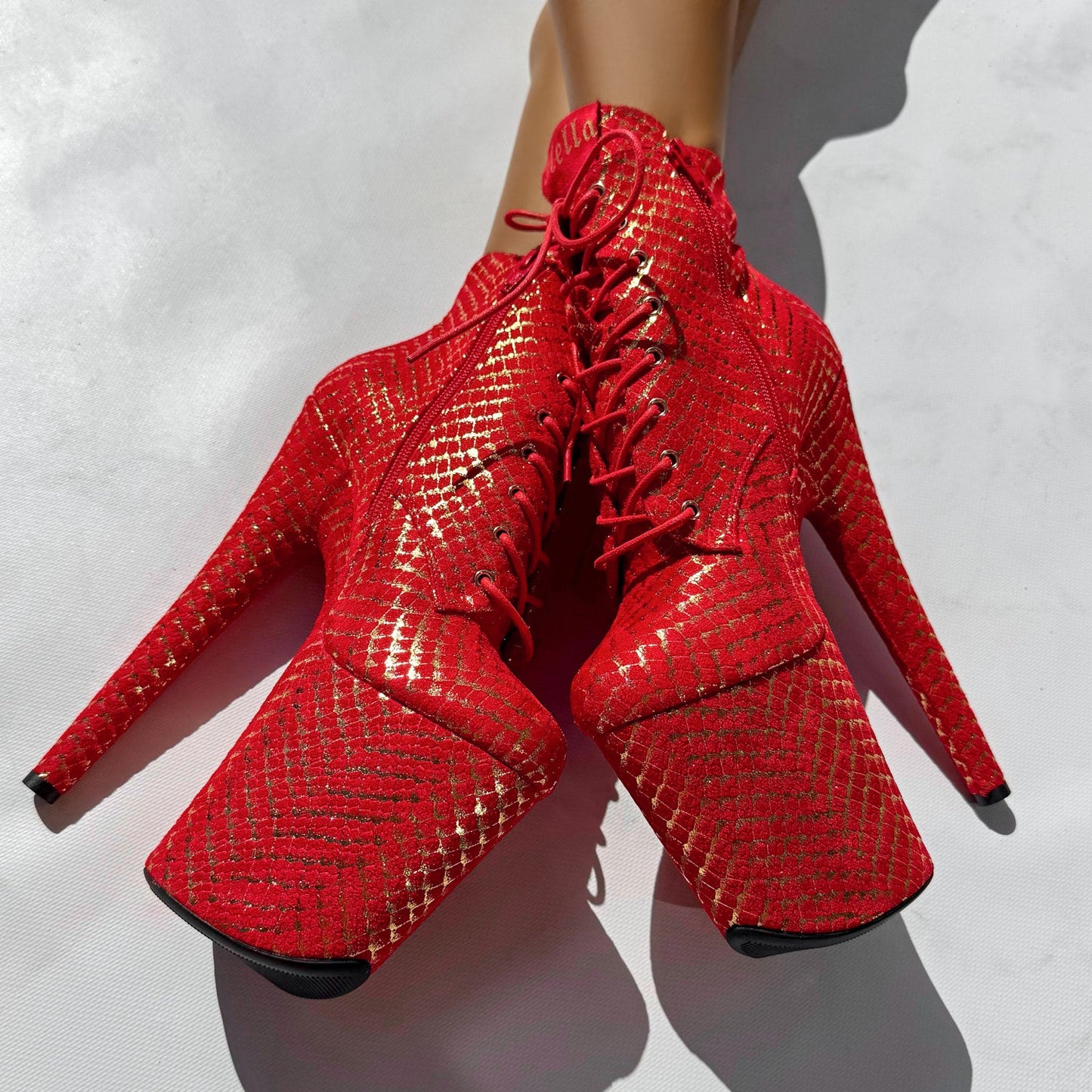 Khaleesi Ankle Boot - Red & Gold - 8INCH