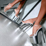 LIQUID CHROME SILVER - Classic Stiletto - 8 INCH