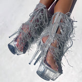 Chrome Cowgirls - OHOT Wide Fit Boot - Clear - 7 INCH - Wide Fit