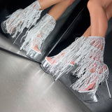 Chrome Cowgirls - OHOT Wide Fit Boot - Clear - 7 INCH - Wide Fit