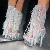 Chrome Cowgirls - OHOT Wide Fit Boot - Clear - 7 INCH - Wide Fit