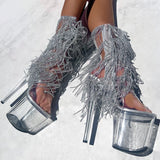 Chrome Cowgirls - OHOT Boot - Clear - 8 INCH