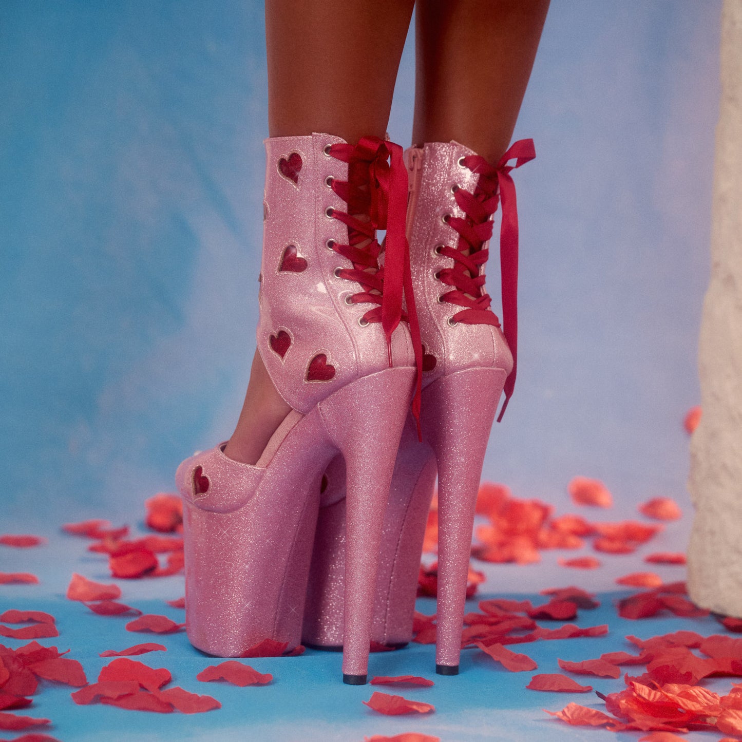 CUPID'S CHOKEHOLD - RIBBON CORSET BOOT - 8INCH