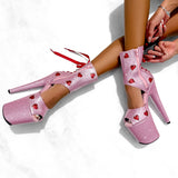 CUPID'S CHOKEHOLD - RIBBON CORSET BOOT - 8INCH