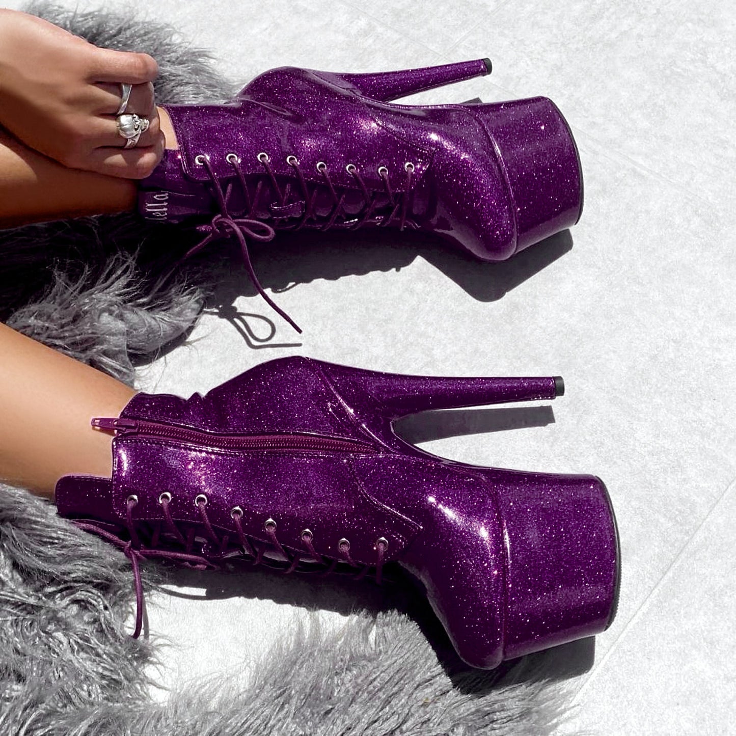 The Glitterati Ankle Boot - Purple Rain - 7 INCH