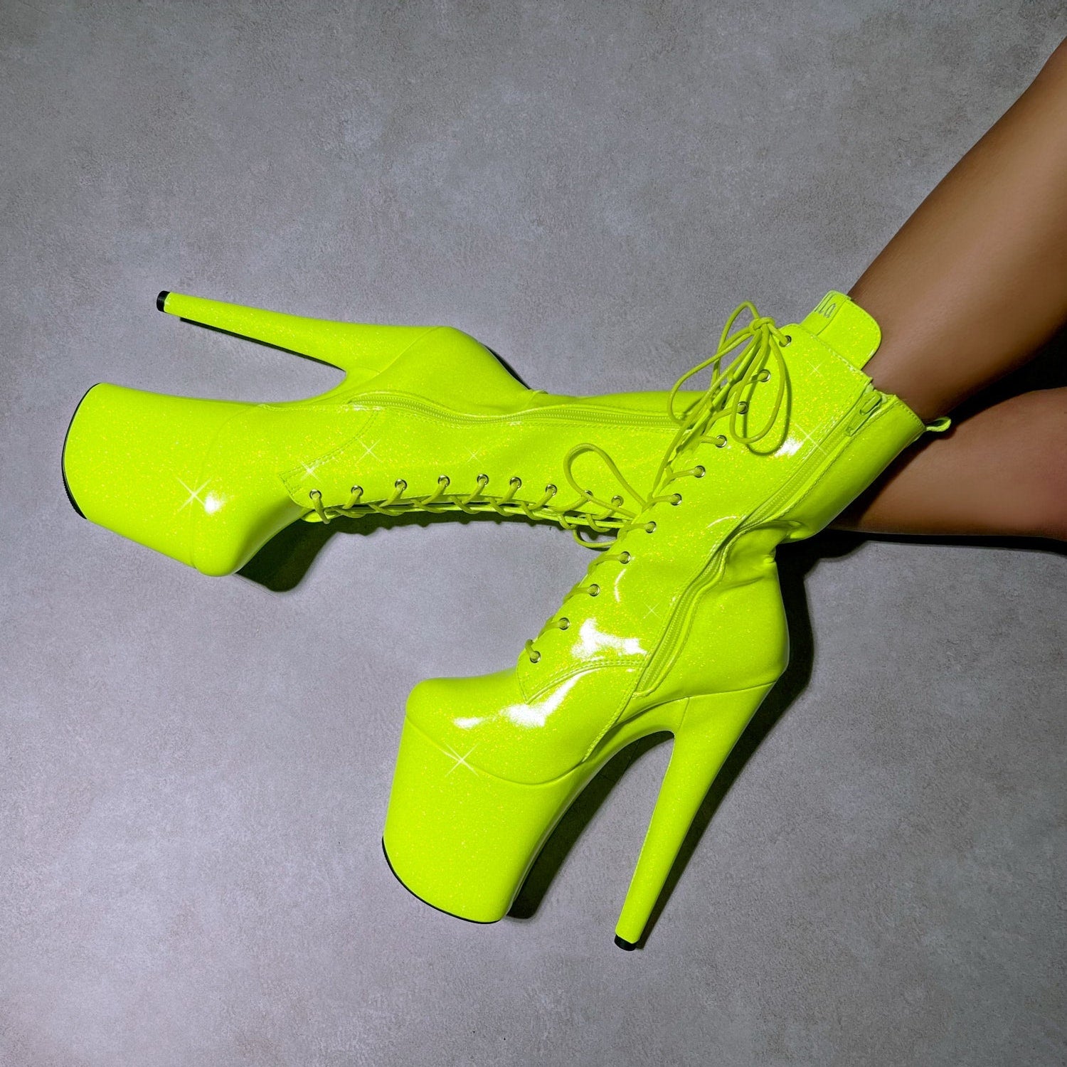 The Glitterati Boot - Citrus Yellow Burst - 8 INCH