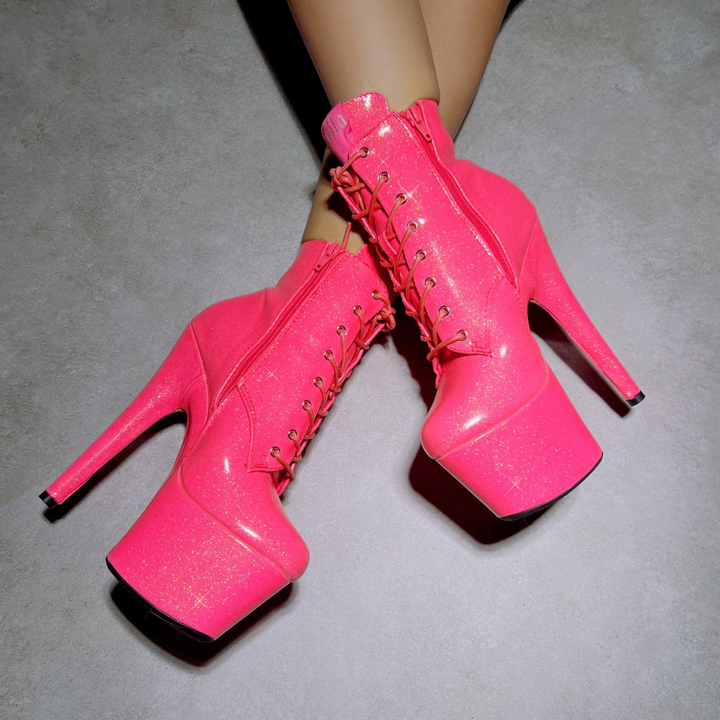 The Glitterati Ankle Boot - Juicy Pink Burst - 7 INCH