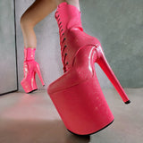 The Glitterati Boot - Juicy Pink Burst - 8INCH - Wide Fit