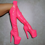 The Glitterati - Juicy Pink Burst Over Knee Boot - 8INCH