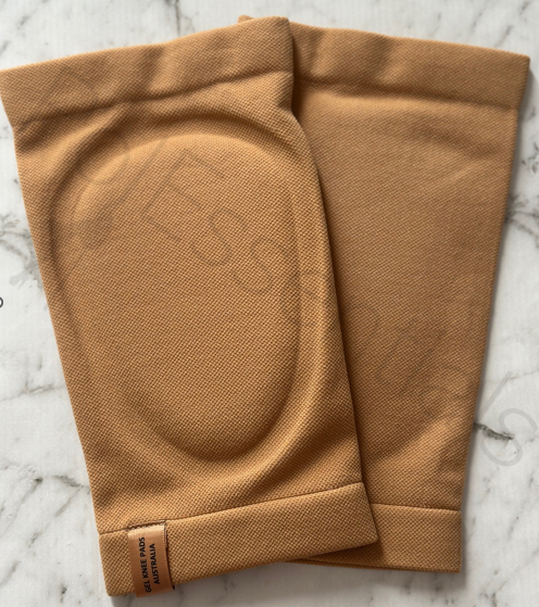 Tan V2 Sleeve Gel Knee Pads by PolEssentials for dancing and twerk