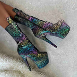 Moonlight Leopard High Ankle Boot - 7INCH, stripper shoe, stripper heel, pole heel, not a pleaser, platform, dancer, pole dance, floor work