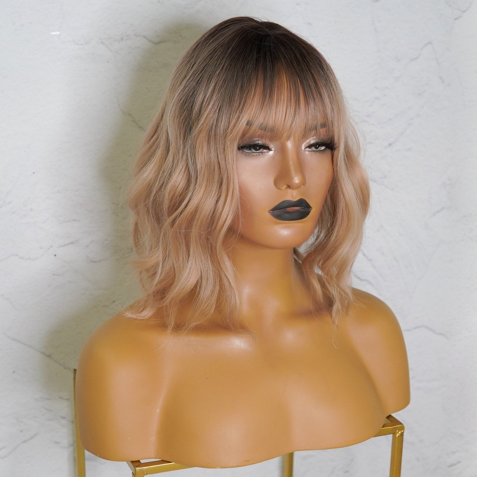 HAYLEY Caramel Ombre Bob Fringe Wig - Milk & Honey