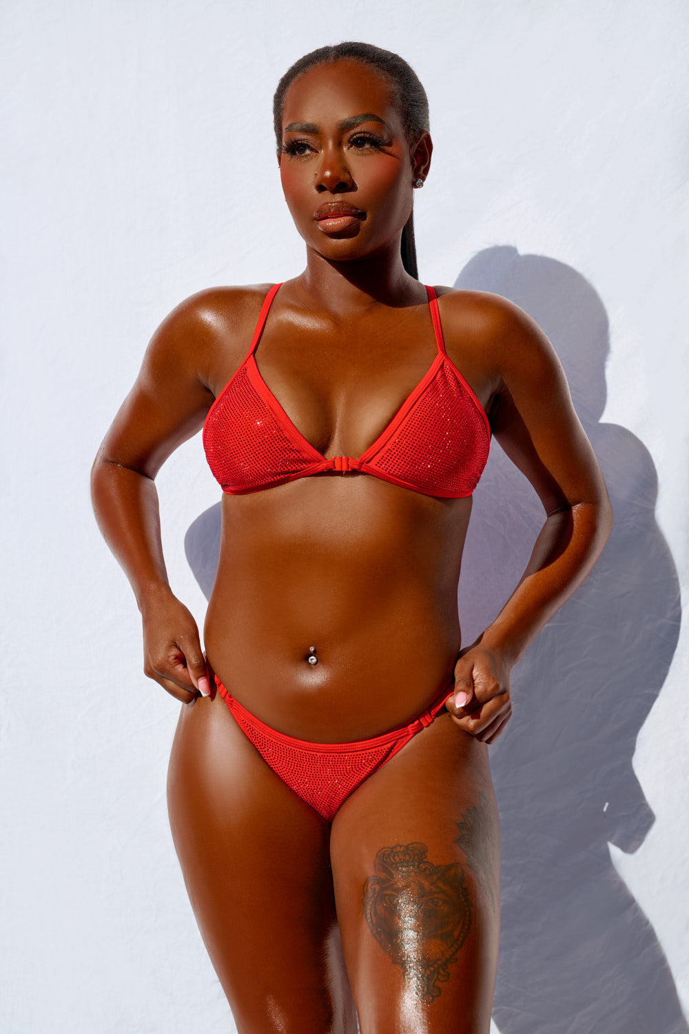 Sparkle Red - HOAH Bikini Clasp Release Miami Snaplock Bottoms