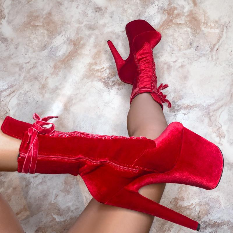 BabyDoll Velvet Bad Blood - 8 INCH, stripper shoe, stripper heel, pole heel, not a pleaser, platform, dancer, pole dance, floor work