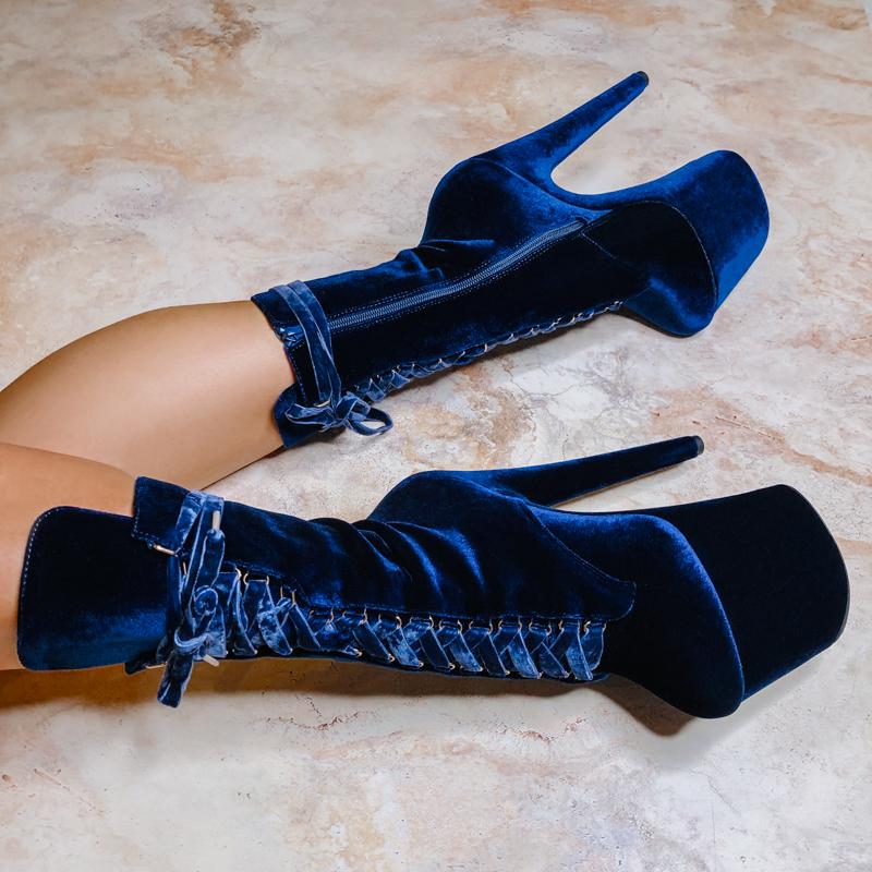 BabyDoll Velvet Old Money - 8 INCH, stripper shoe, stripper heel, pole heel, not a pleaser, platform, dancer, pole dance, floor work
