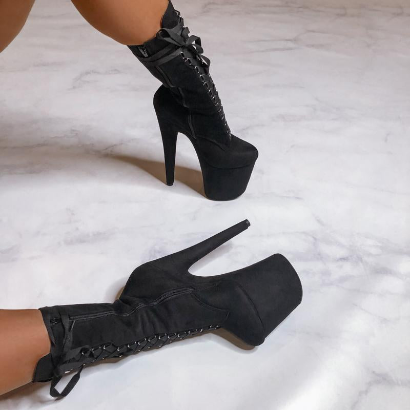 High Babydoll Black - 8 INCH, stripper shoe, stripper heel, pole heel, not a pleaser, platform, dancer, pole dance, floor work