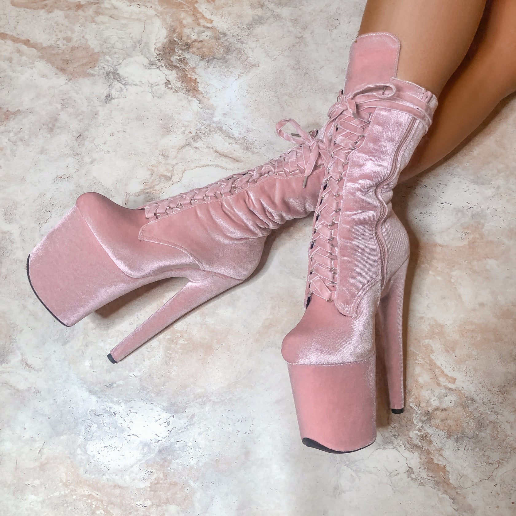 Babydoll Velvet Downtown Doll - 8 INCH, stripper shoe, stripper heel, pole heel, not a pleaser, platform, dancer, pole dance, floor work