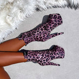 Purple Leopard Boot - 7 INCH, stripper shoe, stripper heel, pole heel, not a pleaser, platform, dancer, pole dance, floor work
