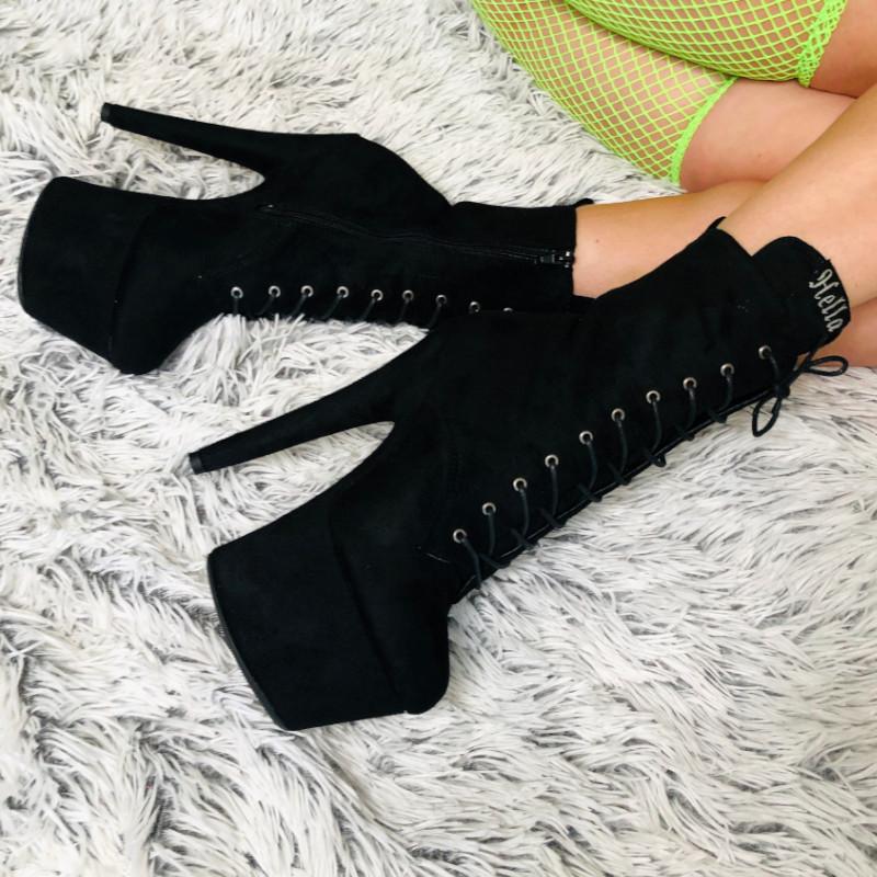 BabyDoll Black - 7 INCH, stripper shoe, stripper heel, pole heel, not a pleaser, platform, dancer, pole dance, floor work