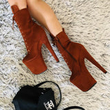 BabyDoll Chestnut - 8 INCH, stripper shoe, stripper heel, pole heel, not a pleaser, platform, dancer, pole dance, floor work
