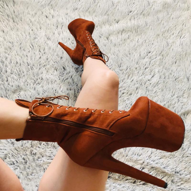 BabyDoll Chestnut - 8 INCH, stripper shoe, stripper heel, pole heel, not a pleaser, platform, dancer, pole dance, floor work