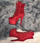 BabyDoll Dark Red - 7 INCH, stripper shoe, stripper heel, pole heel, not a pleaser, platform, dancer, pole dance, floor work