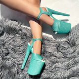 Glitterati Stiletto - Baby Blues - 8 INCH, stripper shoe, stripper heel, pole heel, not a pleaser, platform, dancer, pole dance, floor work
