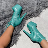The Glitterati Ankle Boot - Baby Blue - 7 INCH, stripper shoe, stripper heel, pole heel, not a pleaser, platform, dancer, pole dance, floor work