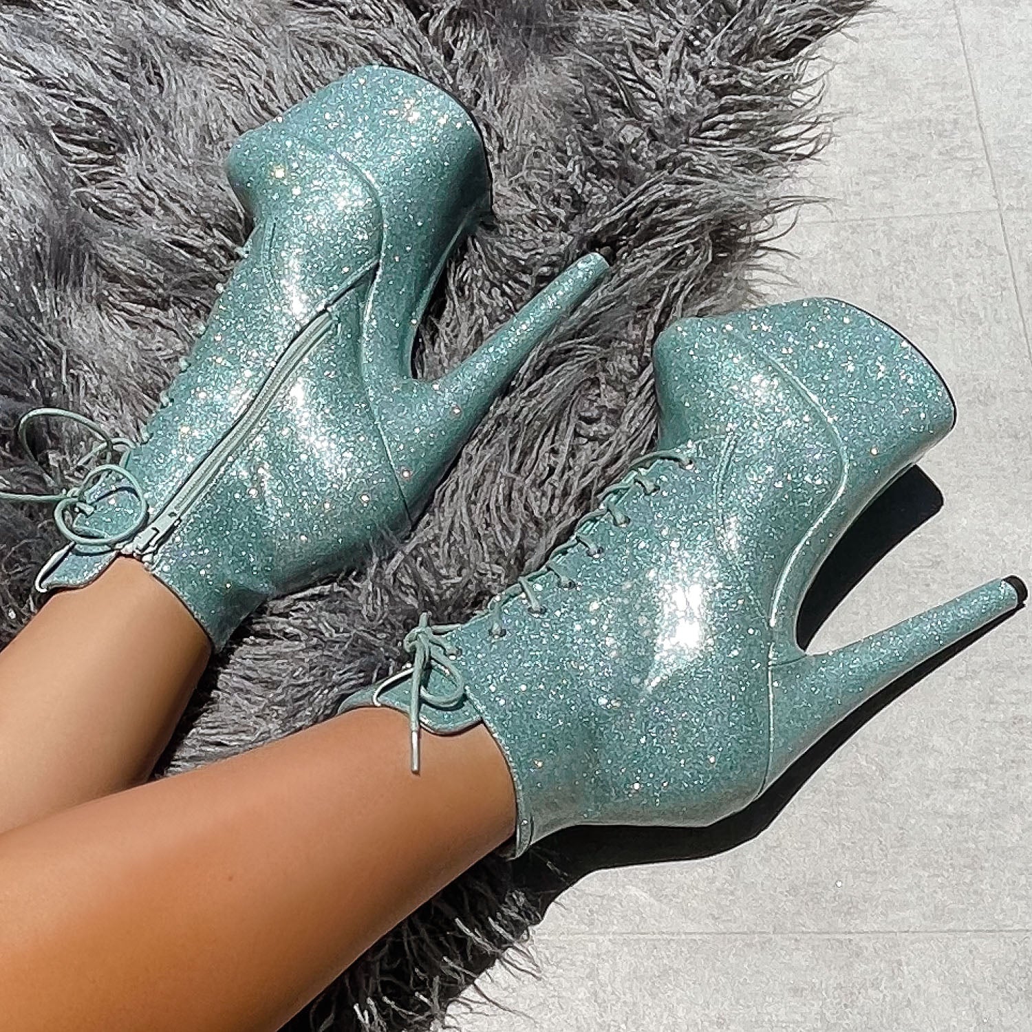 The Glitterati Ankle Boot - Ice Ice Baby - 7 INCH, stripper shoe, stripper heel, pole heel, not a pleaser, platform, dancer, pole dance, floor work