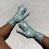 The Glitterati Boot - Ice Ice Baby - 7 INCH, stripper shoe, stripper heel, pole heel, not a pleaser, platform, dancer, pole dance, floor work