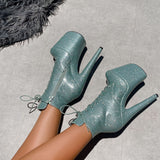 The Glitterati Ankle Boot - Ice Ice Baby - 8 INCH, stripper shoe, stripper heel, pole heel, not a pleaser, platform, dancer, pole dance, floor work
